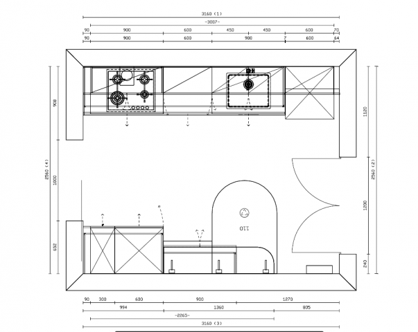 PROJET CUISINE ERNESTOMEDA ONE80 OPTICAL GRIS