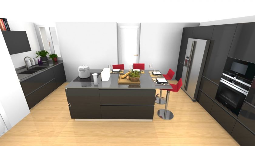 PROGETTO CUCINA ERNESTOMEDA ONE80 LAMINATO LUCIDO NERO